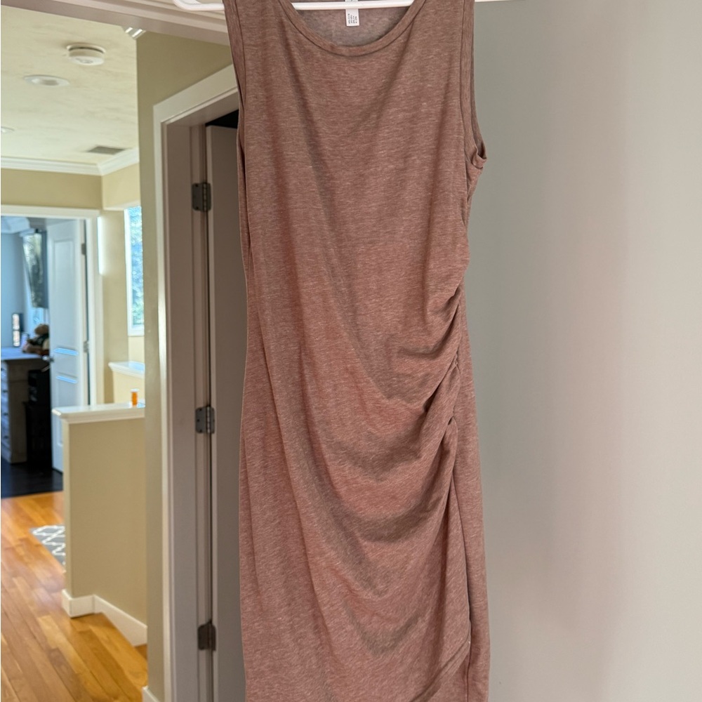 Leith Brown Ruched Asymmetrical Sheath Dress